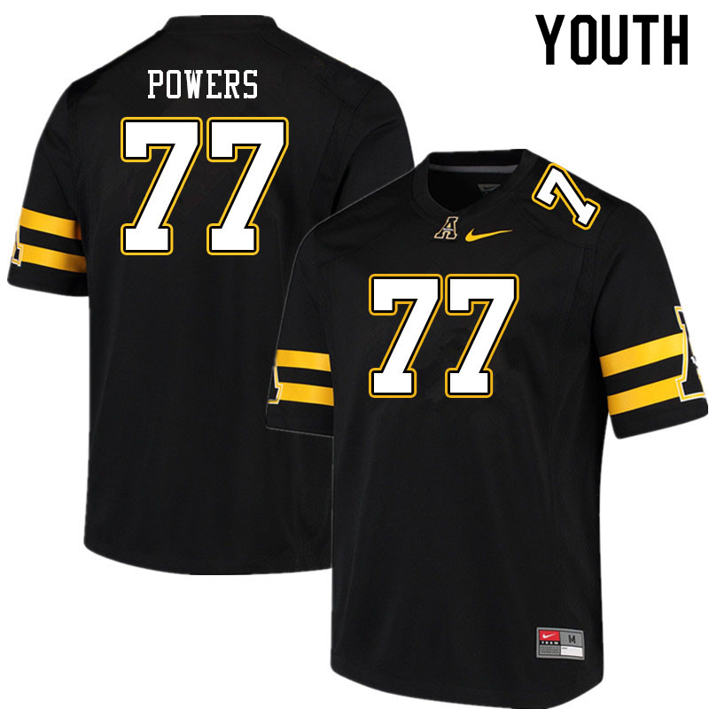 Youth #77 Colston Powers Appalachian State Mountaineers College Football Jerseys Sale-Black - Click Image to Close